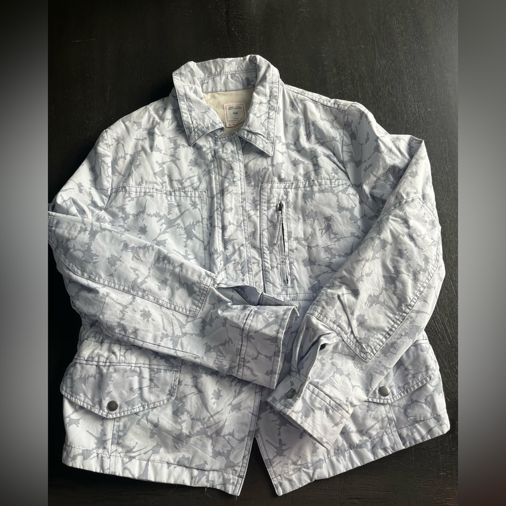 Gap Grey White Abstract Camo Cotton Field Utility Jacket XL/TG